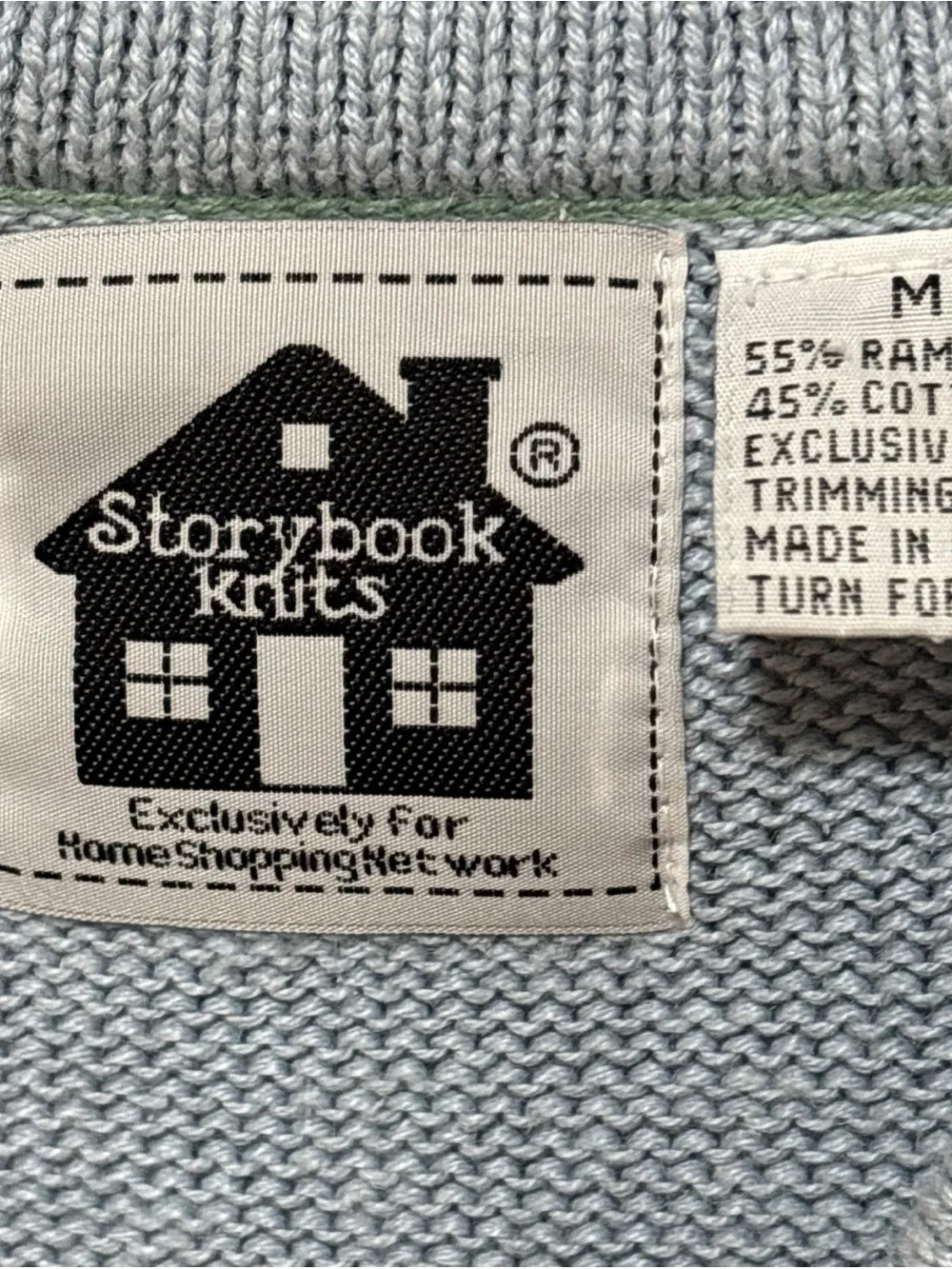 RARE Vintage Storybook Knits Women's MED Blue Purple Carousel Horses Cardigan - Picture 8 of 16